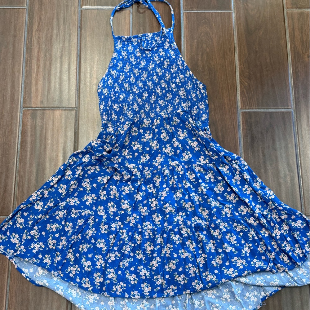 American Eagle Outfitters Blue Floral Backless Dress